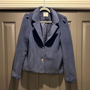 Dudley Stephens Navy Puffed Sleeve Blazer - Vello - size large